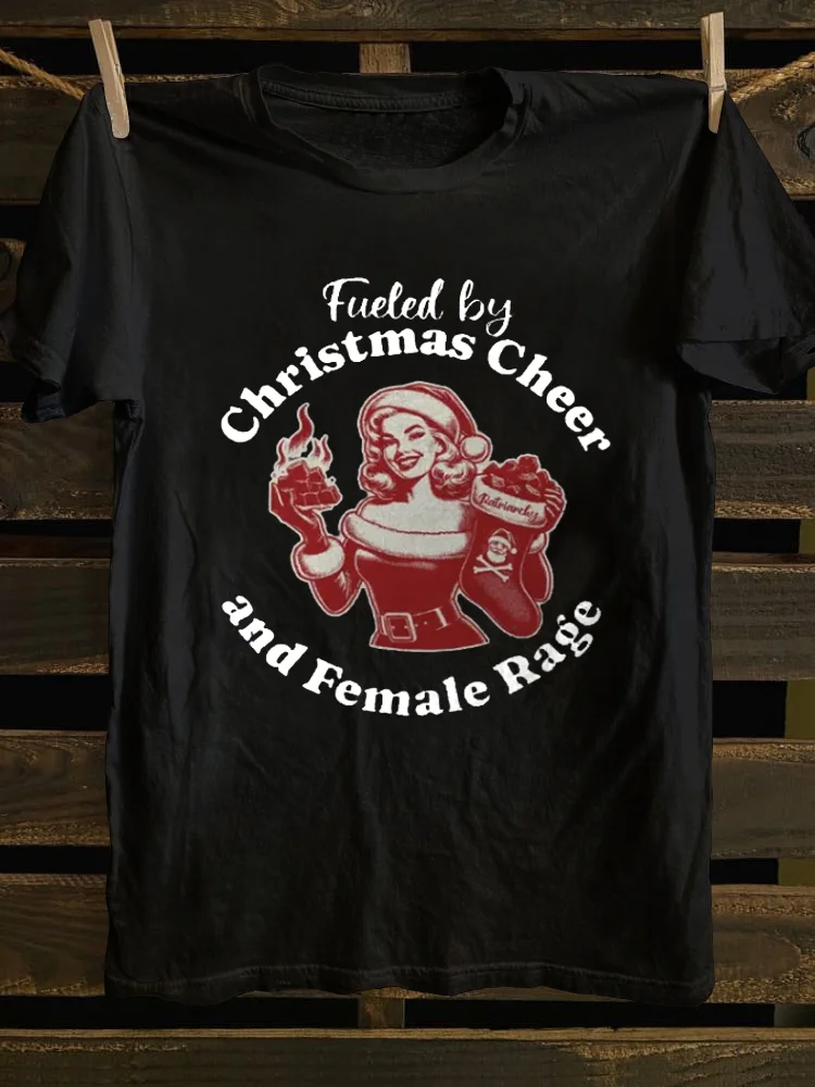 Teecade Teecade Retro Feminist Christmas T-shirt