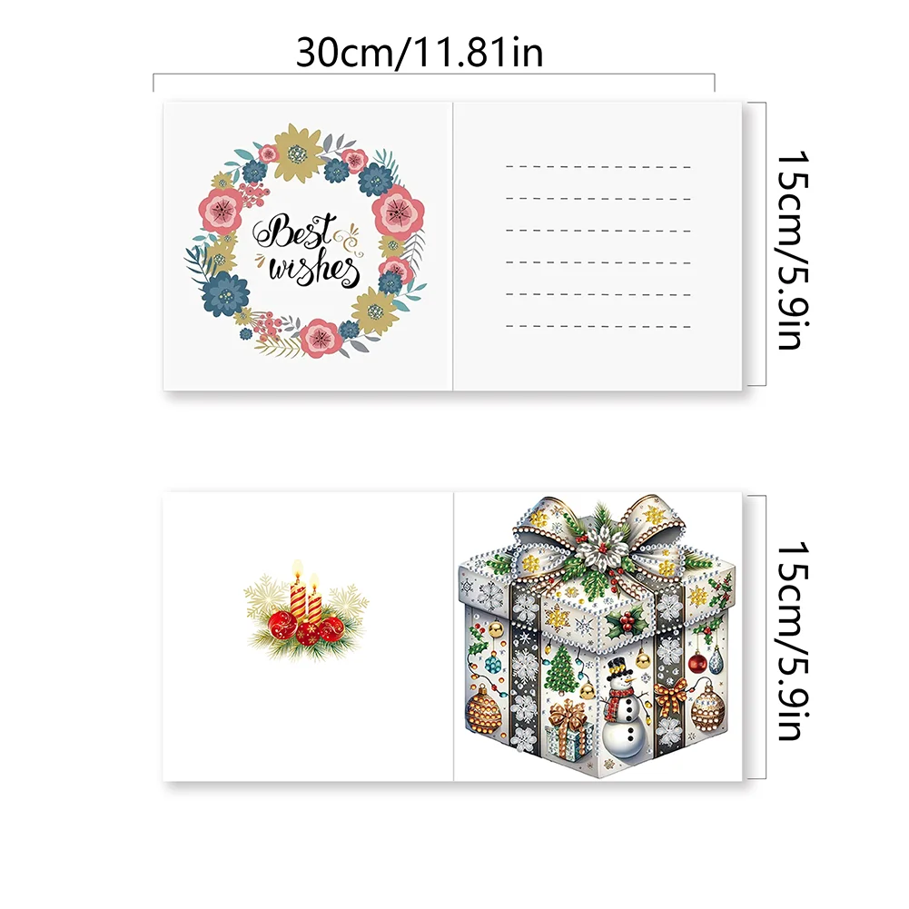 6pcs DIY Christmas Gift Box DIY Diamond Painting Card for Friends Family Gift【With White Envelope】