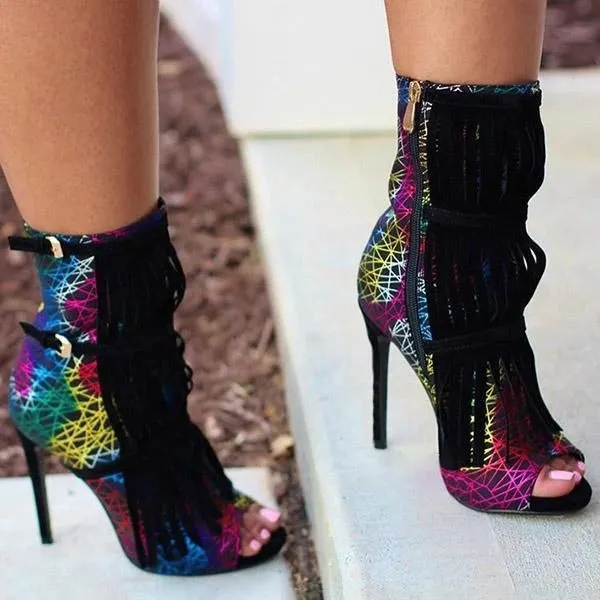 Tassel Zipper Fashion High Heels