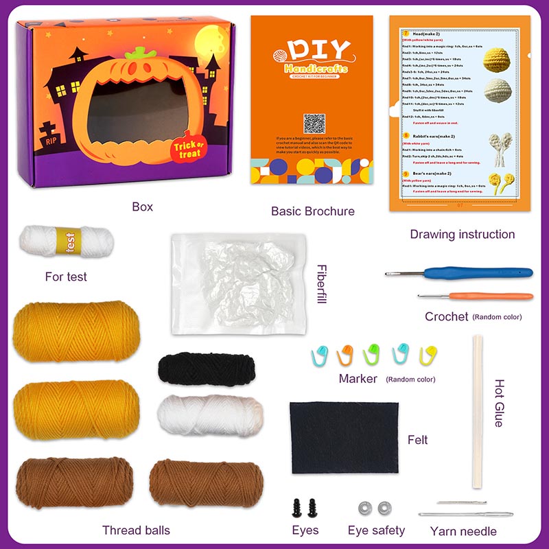 Mewaii® Halloween Crochet Kit for Beginners with Easy Peasy Yarn
