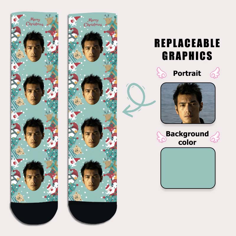 Custom Portrait Christmas Socks Creative Gift for Boyfriend Girlfriend Tube Socks