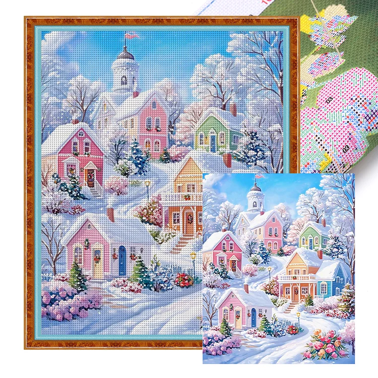 Brand- Ice and Snow World- 11CT - 3 Strands Threads Printed cross stitch - 75*60cm(Canvas)(63 Colors)