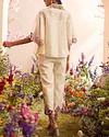 Ivory Chanderi Embroidered Shirt and Pants Two Piece Set