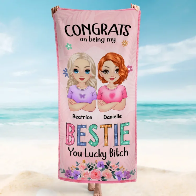 Custom Beach Towel -Congrats on being my Sister
