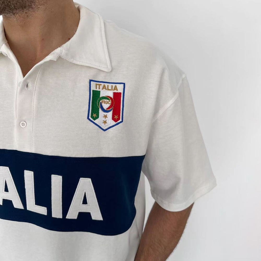 Oversized Printed Polo Shirt