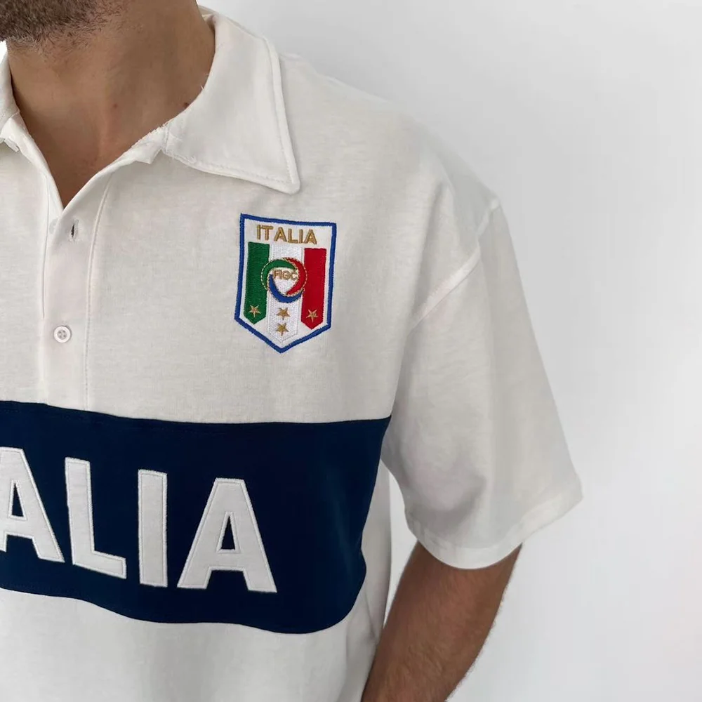 Oversized Printed Polo Shirt