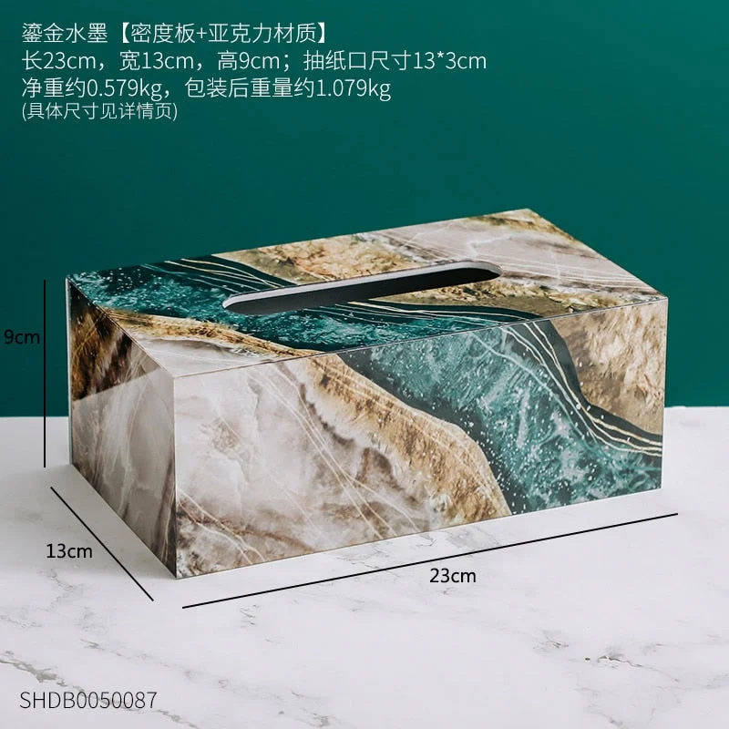 Nordic Marbled Tissue Box Holder For Car Acrylic Table Napkin Holder Box Desk Living Room Modern Home Decoration Tissue Box