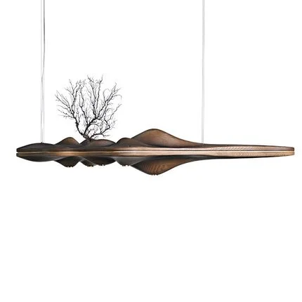 Creative UFO Solid Wood Resin Chandelier Lamp Chinese Japanese Nordic LED Chandeliers Retro Branch Lamp For Livingroom