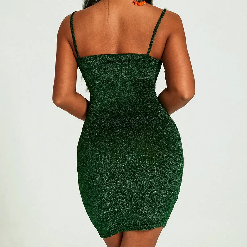 Sexy Sequins Dress Women Side Split Backless Bodycon Dresses 2020 Summer Sexy Party clubwear Dress