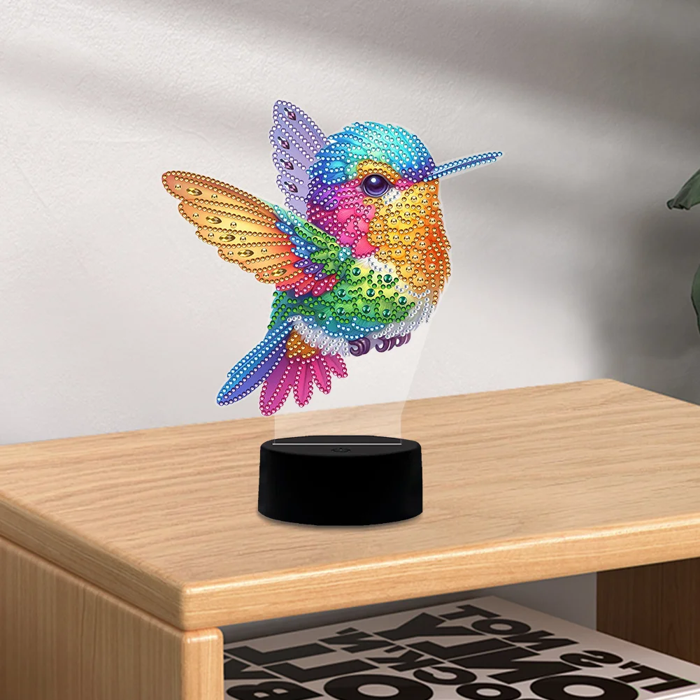 DIY Animal Hummingbird Diamond Painting Night Light Diamond Art Lamp Home Decoration