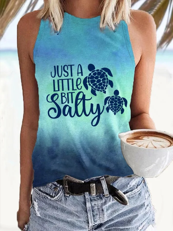 🔥Buy 3 Get 10% Off🔥Women's Just A Little Bit Salty Print Casual Tank Top