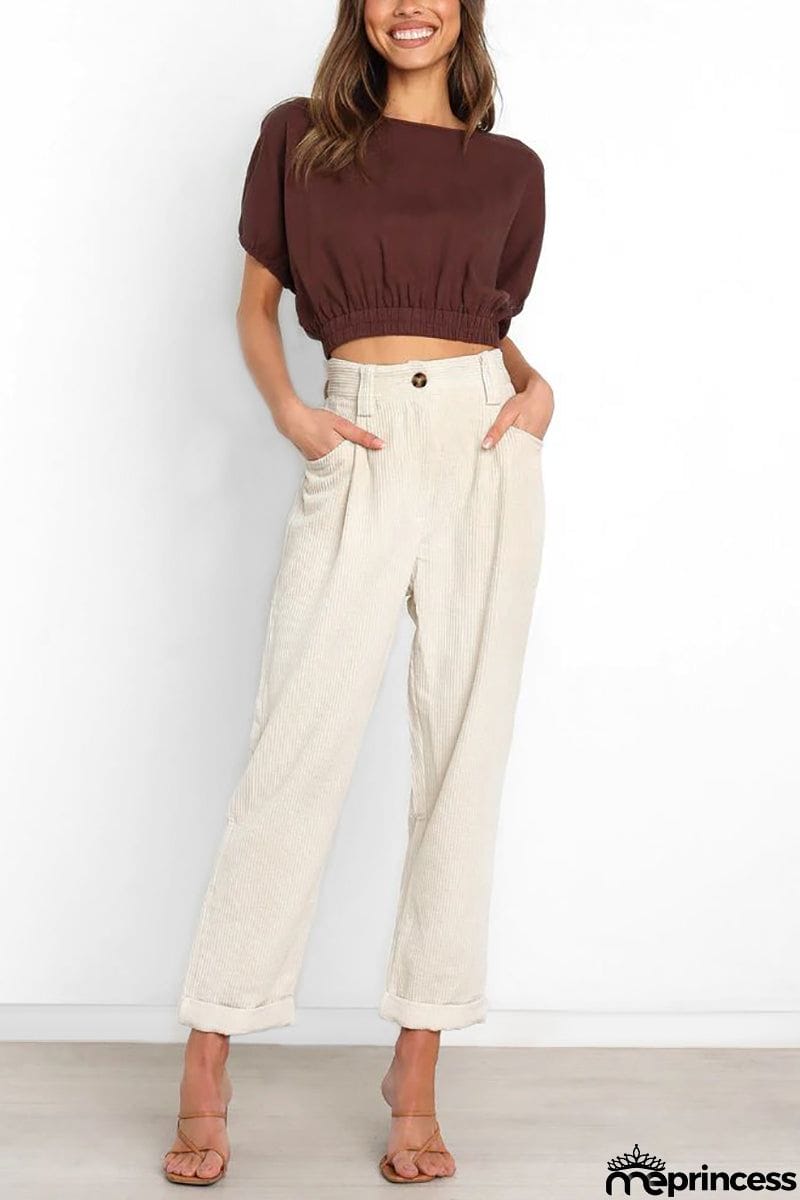 High Waisted Baggy Corduroy Pant