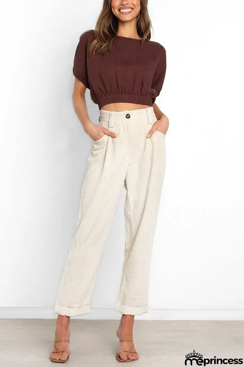 High Waisted Baggy Corduroy Pant