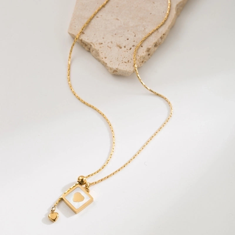 Vintage Style Minimalist Cross Round Heart Shape 304 Stainless Steel Stainless Steel Necklaces