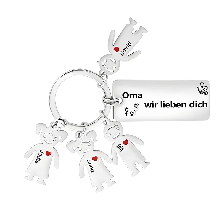 Kettenmachen Personalisierte 4 Namen Familie Schlüsselanhänger-Oma Wir lieben dich-Geschenk für Großmutter
