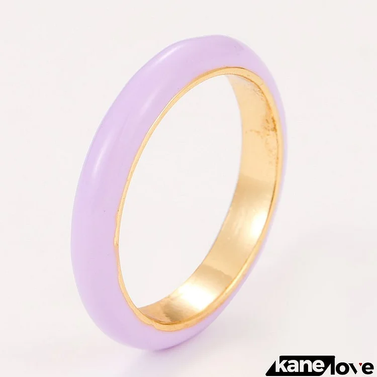 Women Fashion Simple Glossy Solid Color Drip Oil Rings