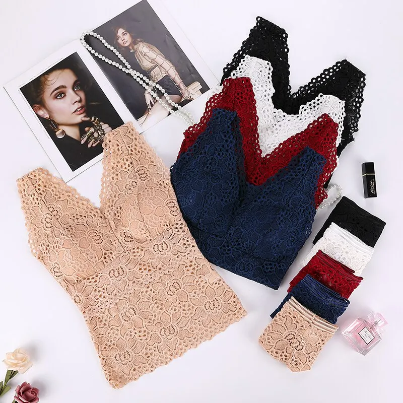 Bra Underwear Set Women Sexy Lace Push Up Bra Panty Set Ladies Wireless Wide Shoulder Intimates Lingerie Sets Soutien Gorge