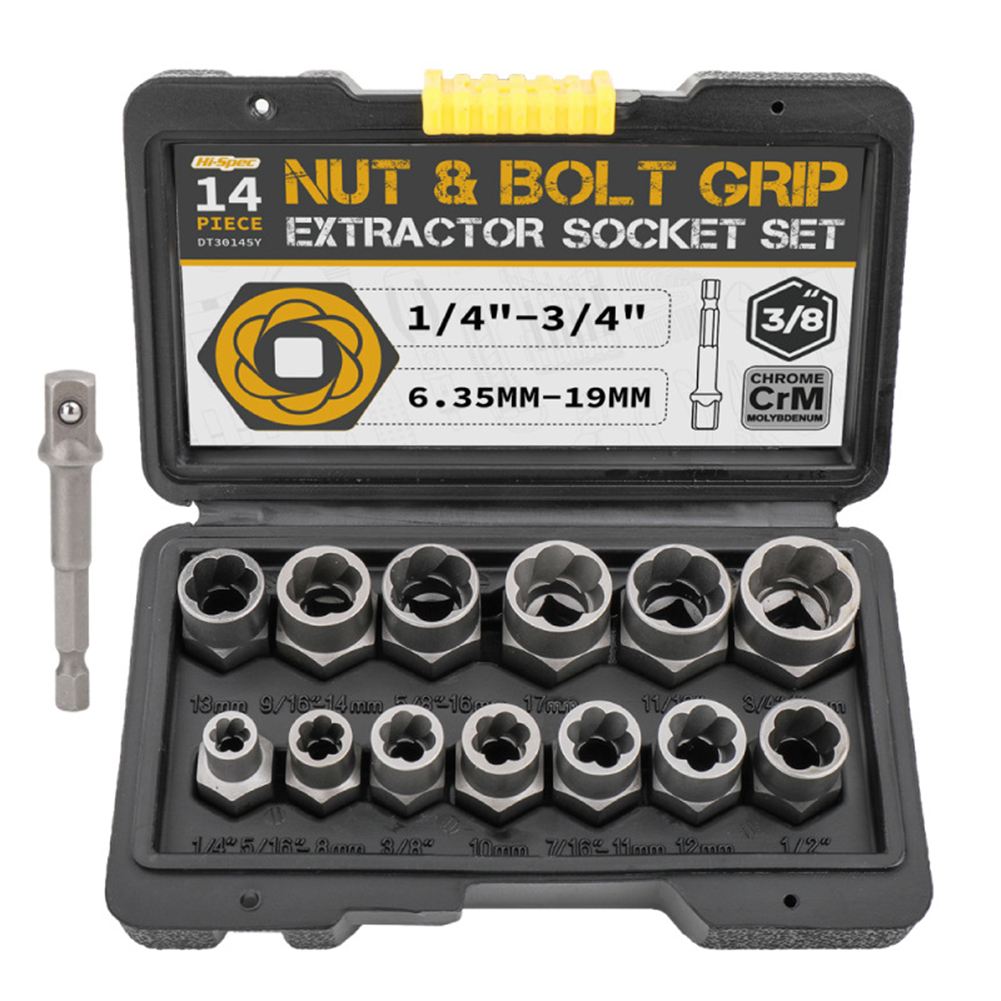

14pcs Hex Shank Socket Set Wrench Head Nut Removing Power Tools with Box, 501 Original