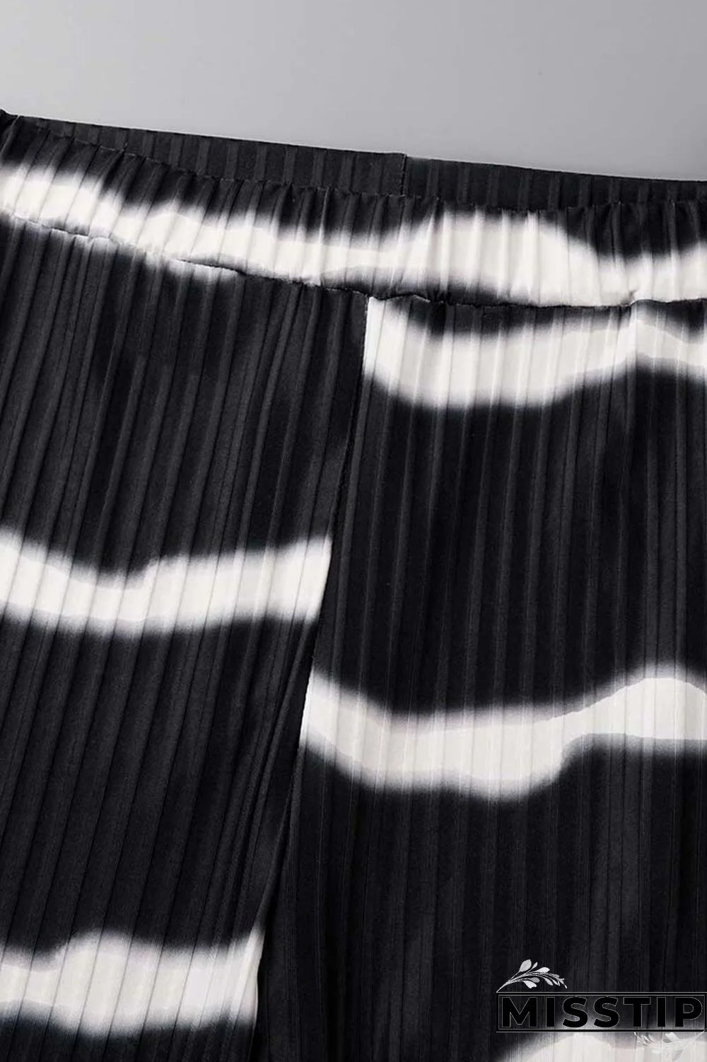 Black Casual Striped Print Basic O Neck Short Sleeve Two Pieces