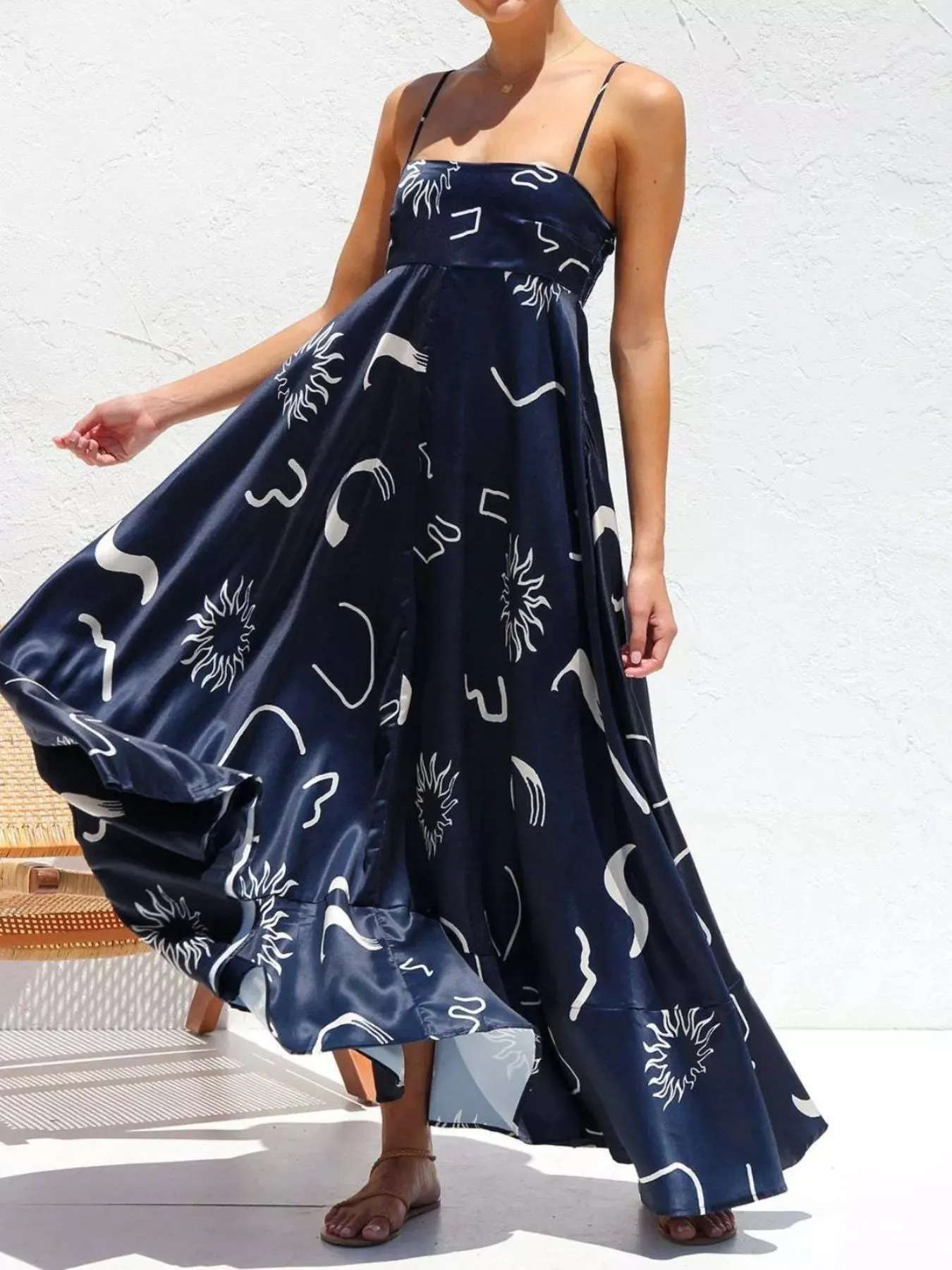 Printed Spaghetti Strap Maxi Dress mysite idetrend