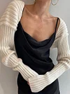 Solid Color Sexy Long Sleeve Ultra-Short Casual Sweater