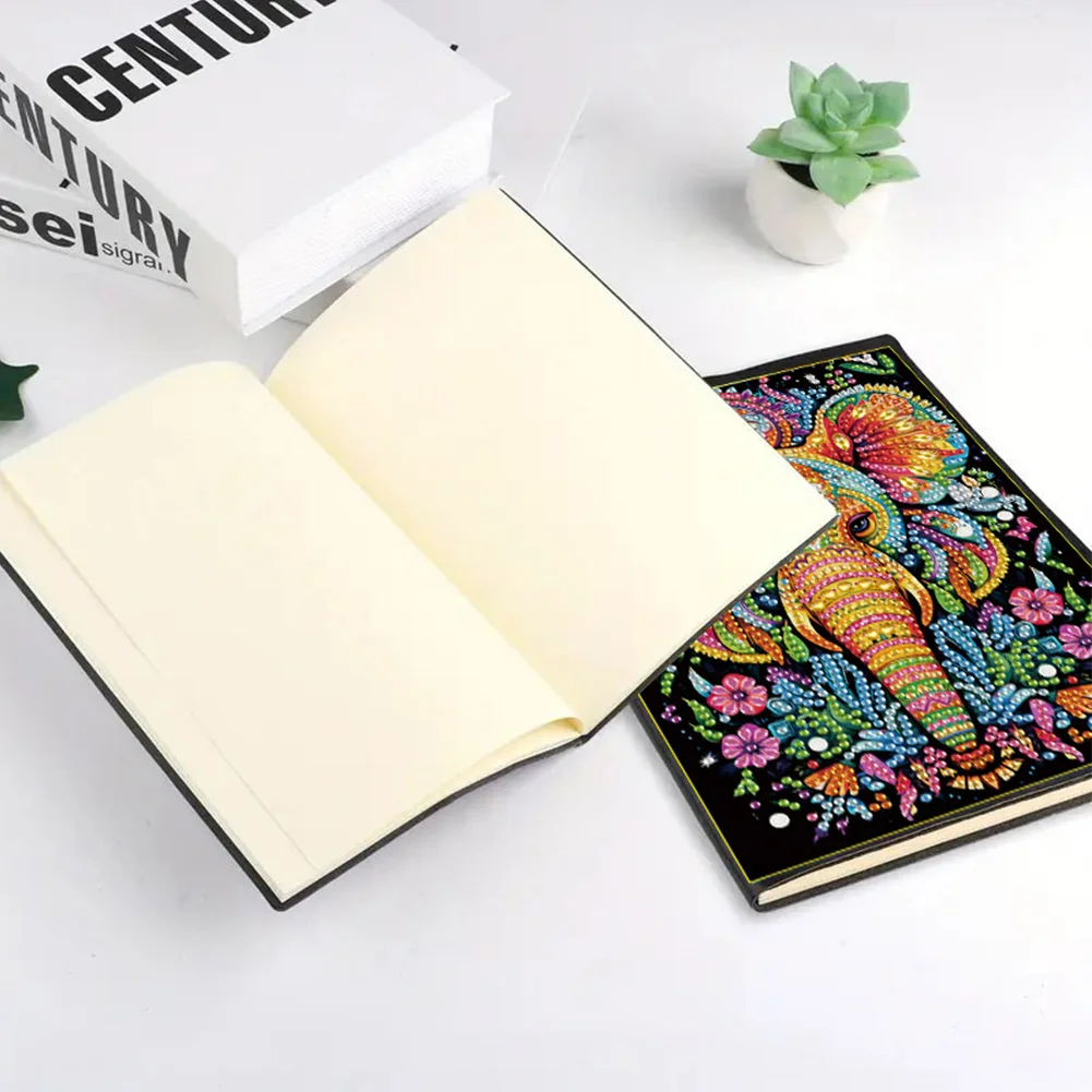 5D DIY Elephant Diamond Painting Notebook DIY Diamond Art Dairy Book Kits【No Strip】