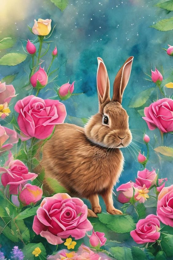  Rabbit 40*60CM (Canvas)AB Round Drill Diamond Painting gbfke