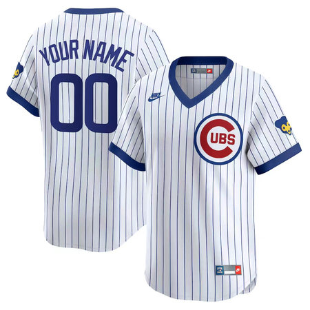 Youth Chicago Cubs Nike White Throwback Cooperstown Collection Limited Custom Jersey