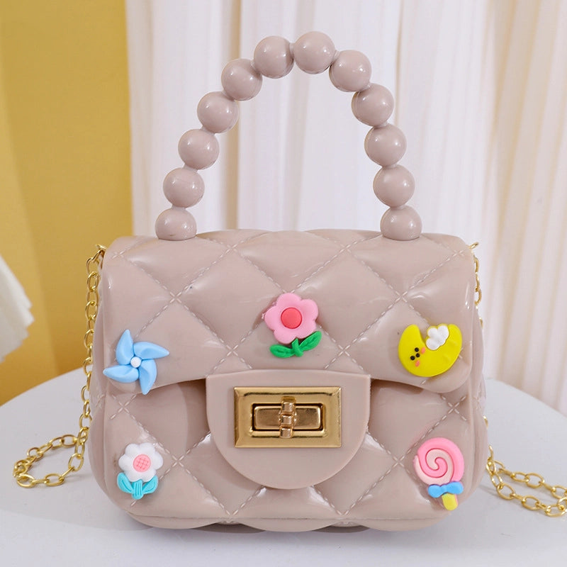 Women’s Small PVC Color Block Streetwear Square Lock Clasp Handbag