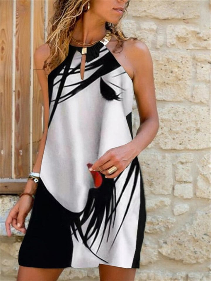 Fashion Casual Dress with Metal Neck