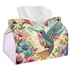 Diamond Art Painting Decorative Paper Napkin Dispenser Wear Resist Handmade Household Container Multifunction Rhinestone PU Tissue Holder Kit for Adults Home Office Gift (Color Hummingbird Floral)
