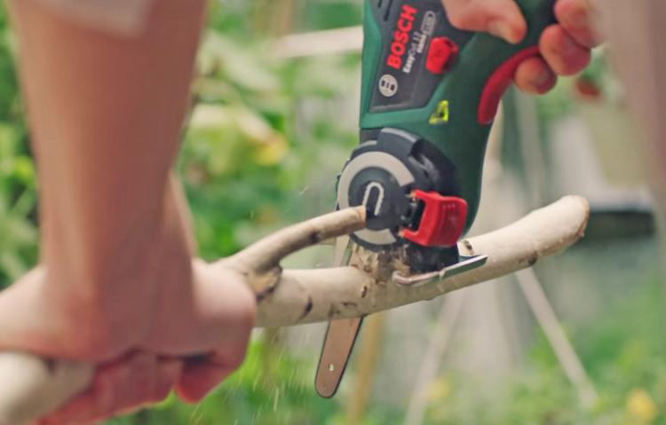 Bosch EasyCut NanoBlade Mini Chainsaw - Tiny chainsaw blade on handheld power tool