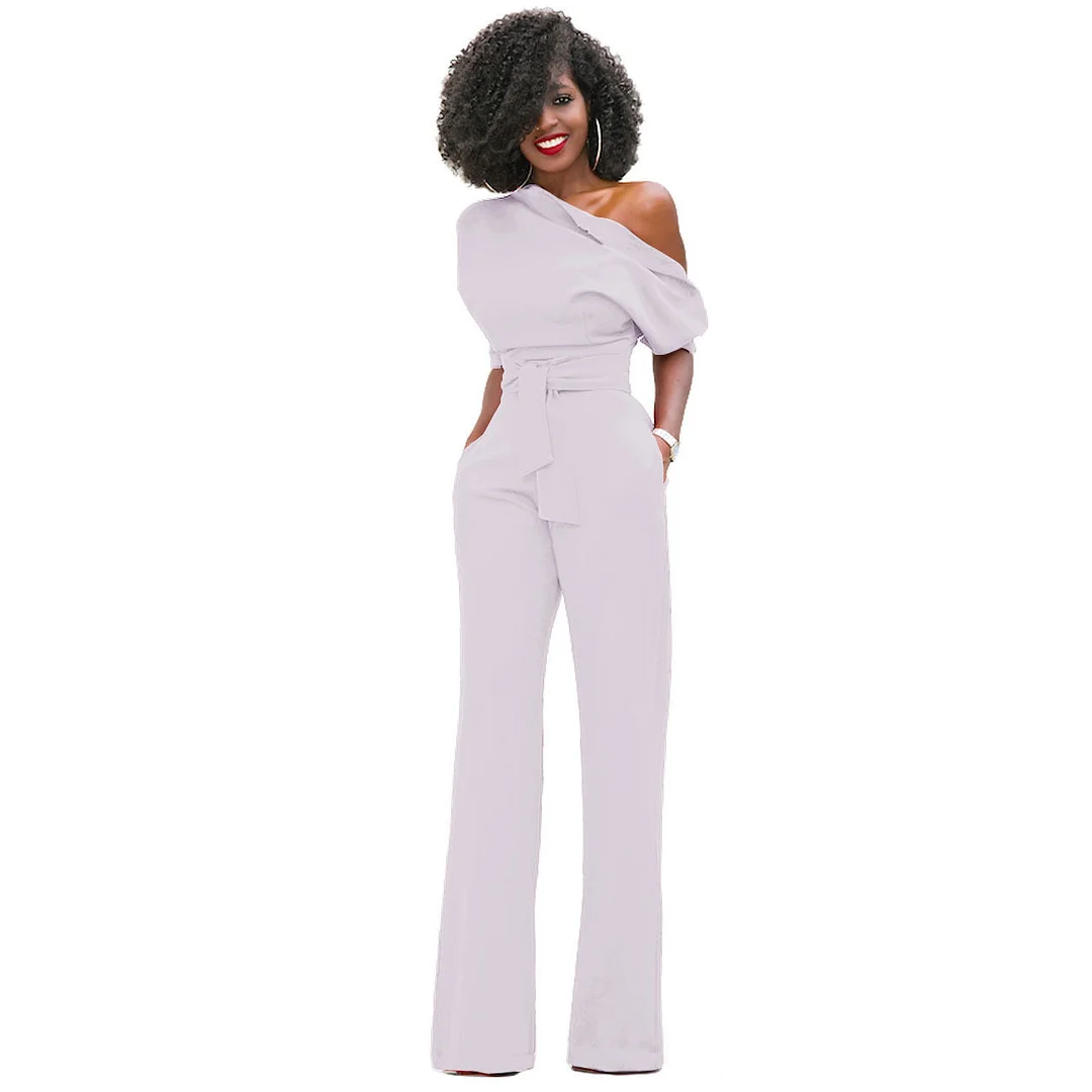 Brownm Solid Color Collar Button One-piece Suits