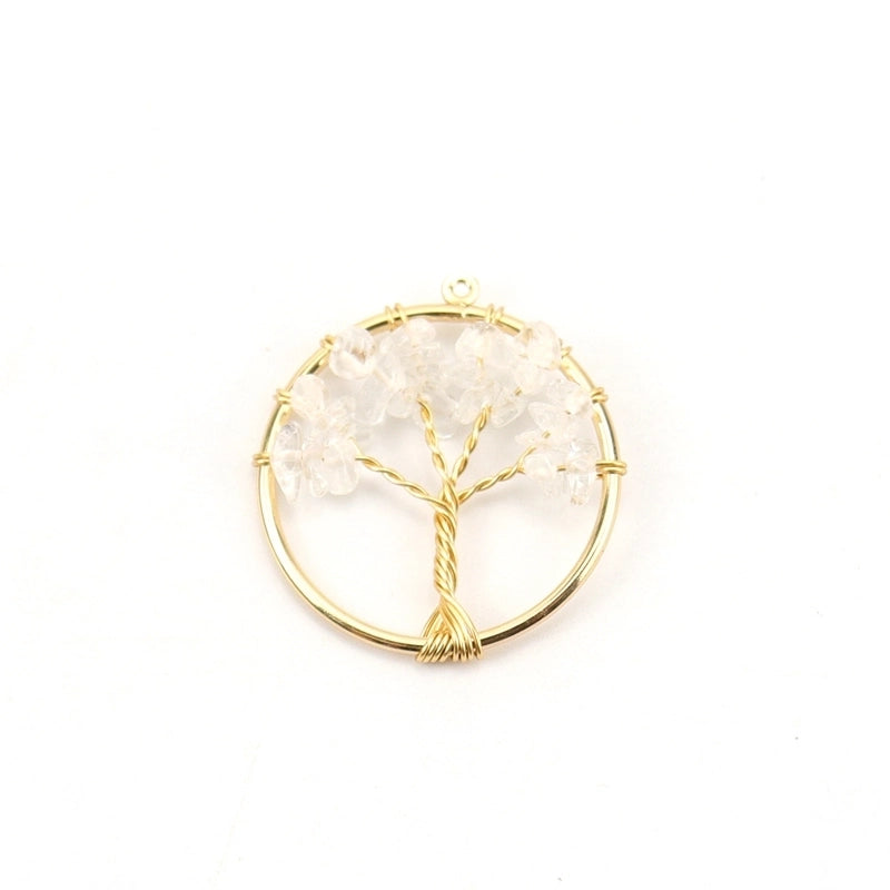 Minimalist Lucky Tree Natural Stone Agate Pendants