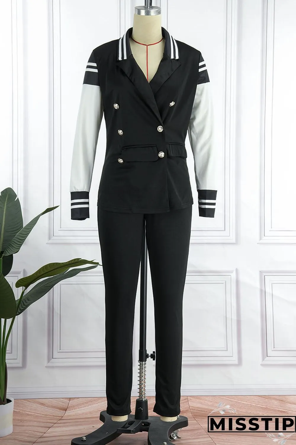 Khaki Casual Solid Patchwork Buttons Turn-back Collar Long Sleeve Two Pieces