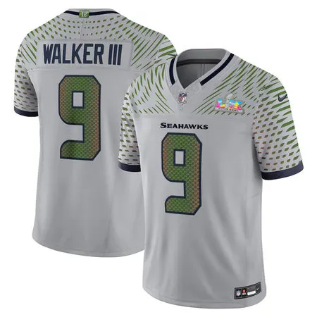 Youth Seattle Seahawks #9 Kenneth Walker III Gray Super Bowl LX Rivalries Collection F.U.S.E. Vapor Limited Stitched Jersey