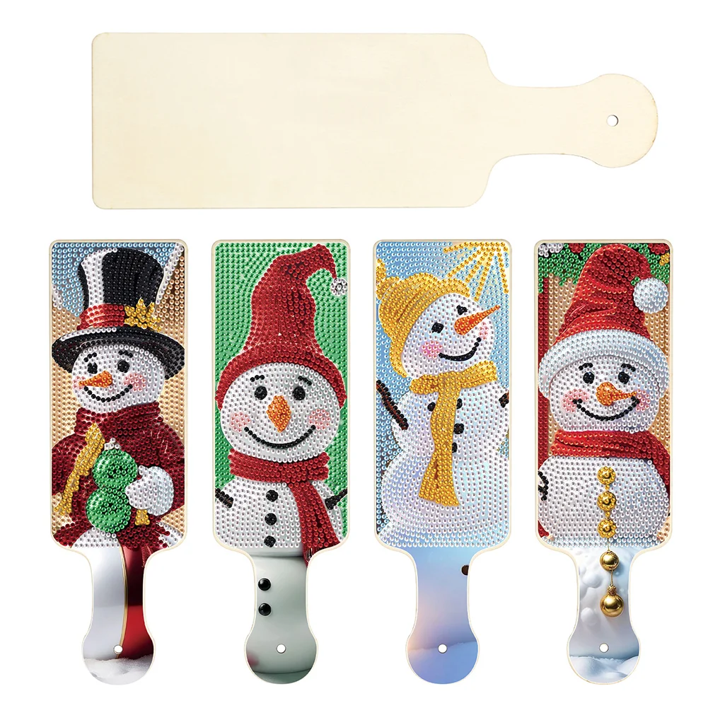 4Pcs Christmas Snowman Diamond Painting Serving Tray for Countertop Decor