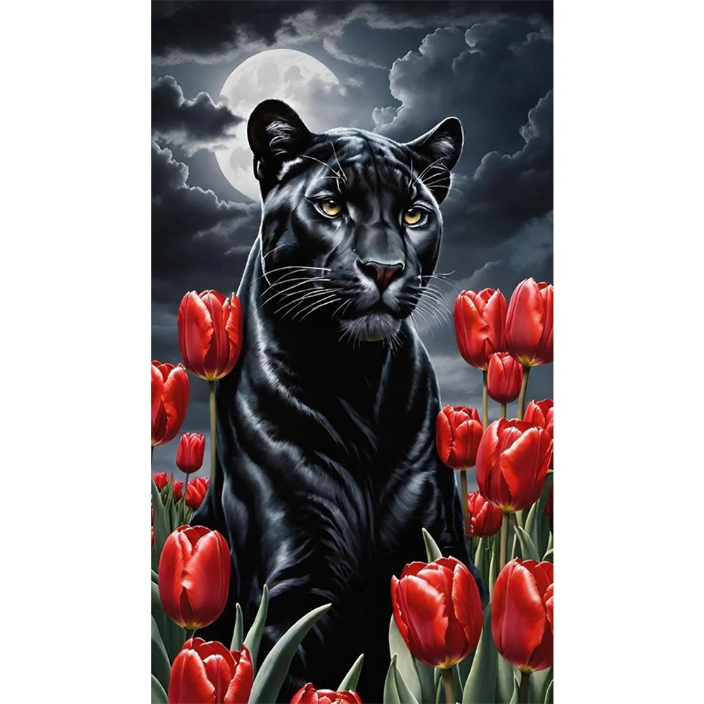 Partial AB Diamond Painting - Full Round Drill - Tulip Panther(Canvas|45*75cm)