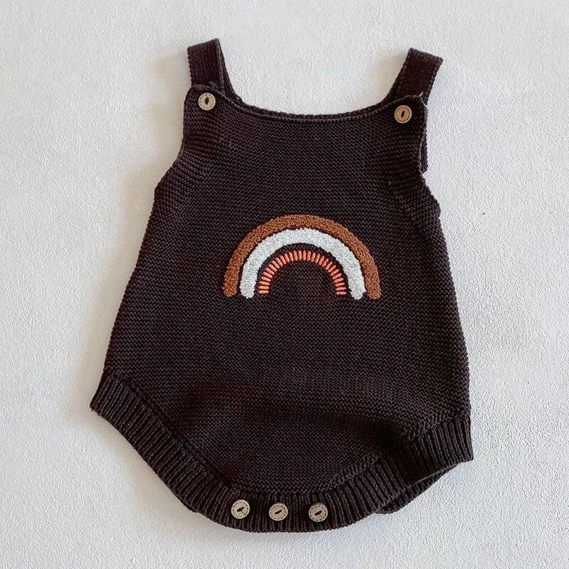 Spring Baby Boys Girl Sleeveless Knit Rompers Kids Boy Girl Braces Rainbow Rompers Baby Boys Girl Newborn Rompers Clothes