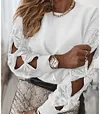 Solid Color Round Neck Sequin Knitted Top With Hollow Sleeves
