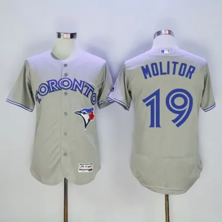 Blue Jays #19 Paul Molitor Grey Flexbase Authentic Collection Stitched MLB Jersey