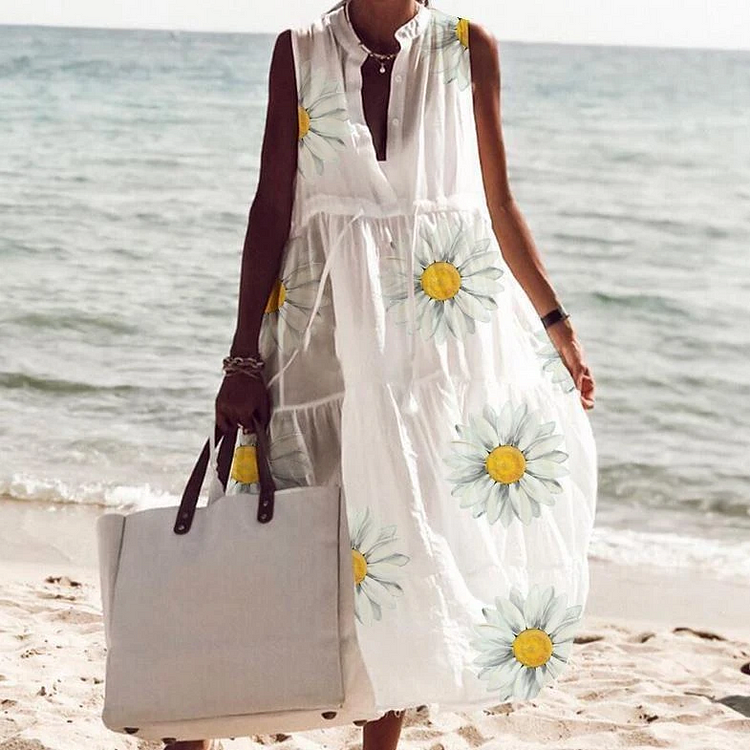 Drawstring Floral Prints Sundress