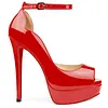 150mm Claasic Red Bottom Heels High Platform Ankle Strap Pumps Party Shoes