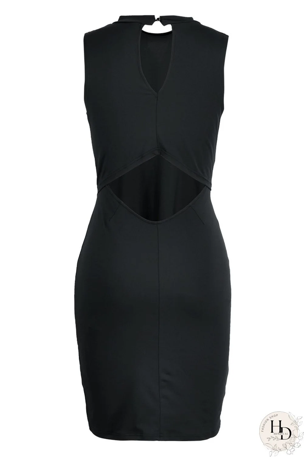 Black Fashion Casual Solid Hollowed Out Patchwork O Neck Sleeveless Dress