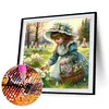 Vie d&rsquo;animaux de compagnie fille-plein diamant rond peinture-30 * 30cm
