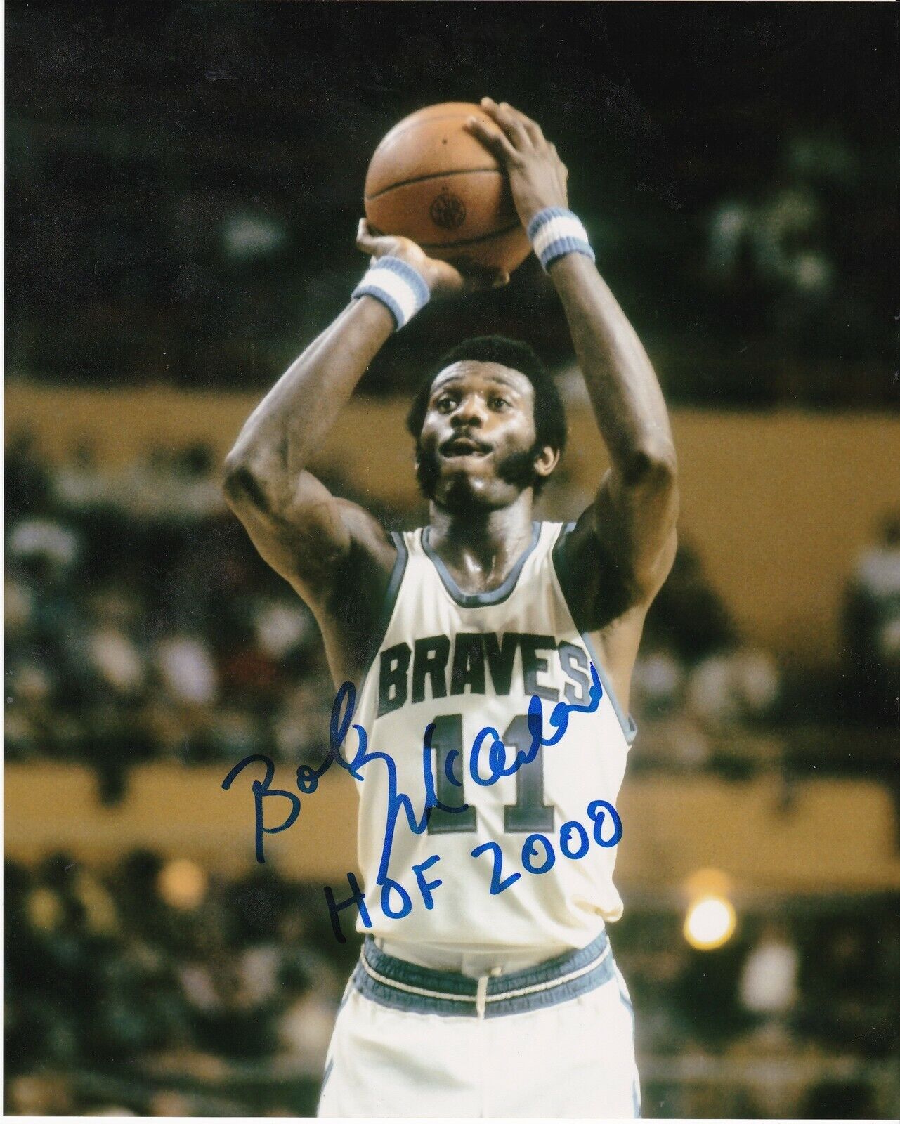 BOB MCADOO BUFFALO BRAVES HOF 2000 ACTION SIGNED 8x10