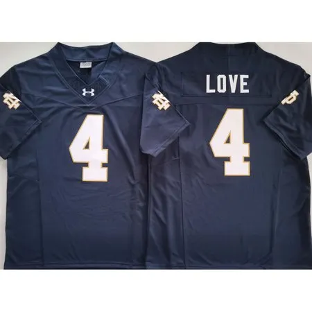 Men's Notre Dame Fighting Irish #4 Jeremiyah Love Navy Stitched Jersey 2QCE