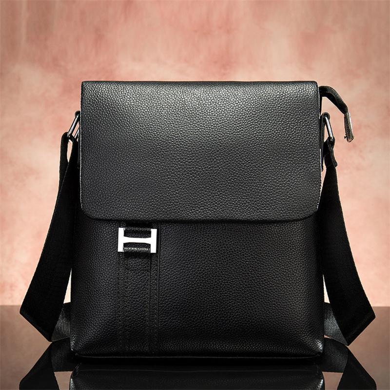 Men's Leather Shoulder Bag Business Casual Flip Type Crossbody Bag