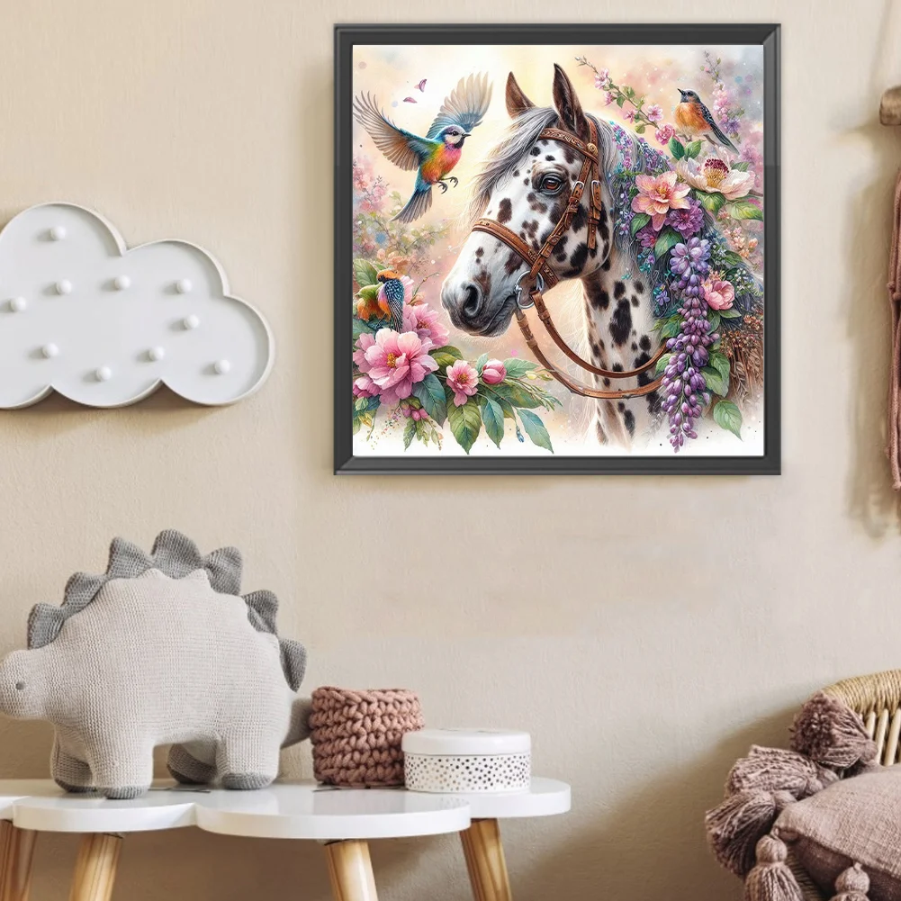 Diamond Painting - Full Round Drill - Flower Horse(Canvas|40*40cm)