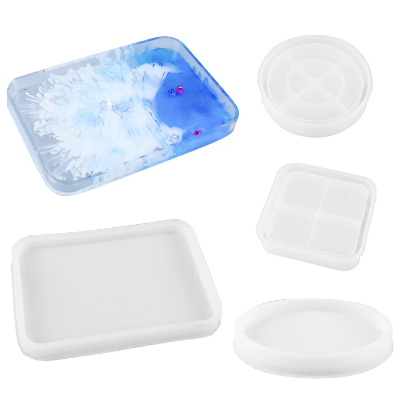 Silicone Tray Resin Mold, Rectangle Rolling Tray Molds with Wooden Bottom Support